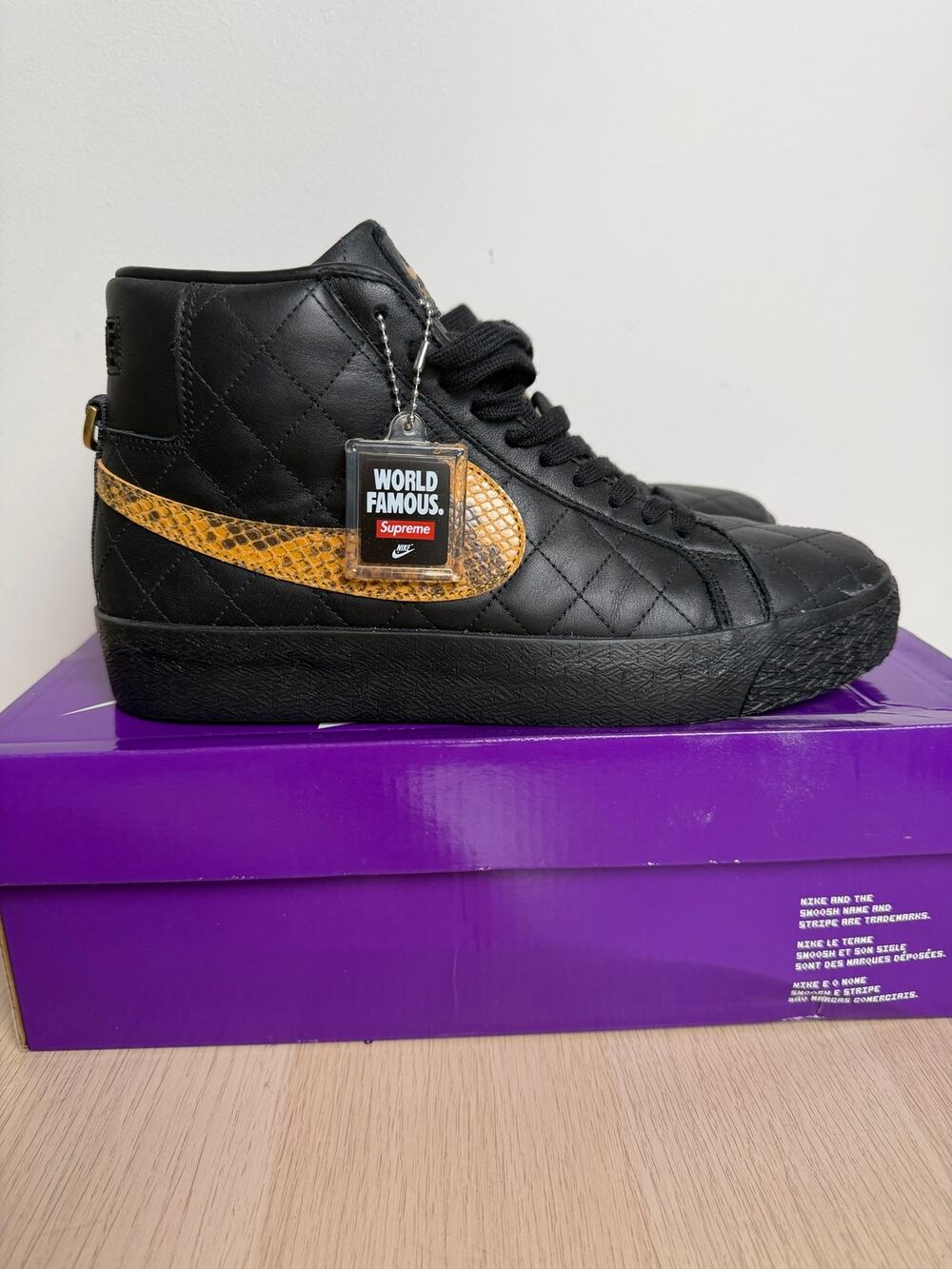 Supreme x Nike SB Blazer Mid Black Sneaker Size 7.5 - New